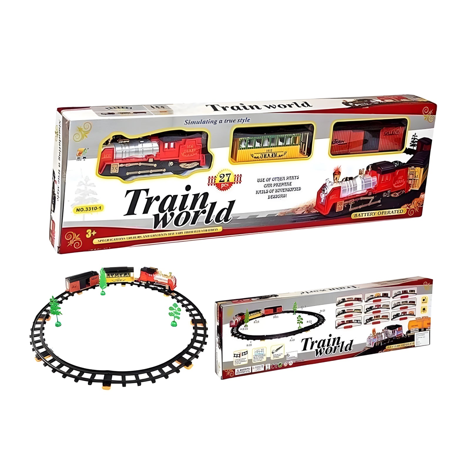 Train World Battery Operated Toy Train Set – 27-Piece Track & Engine Set for Kids (3+ Years)