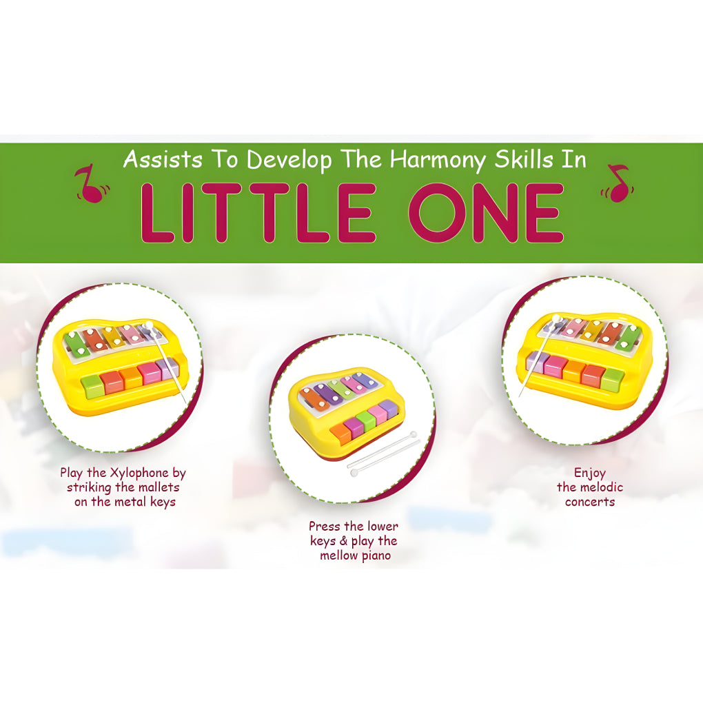 2-in-1 Xylophone &amp; Piano Musical Toy for Kids – Colorful Keys, Mallets &amp; Crisp Tones | Safe Musical Development Toy for Ages 1+