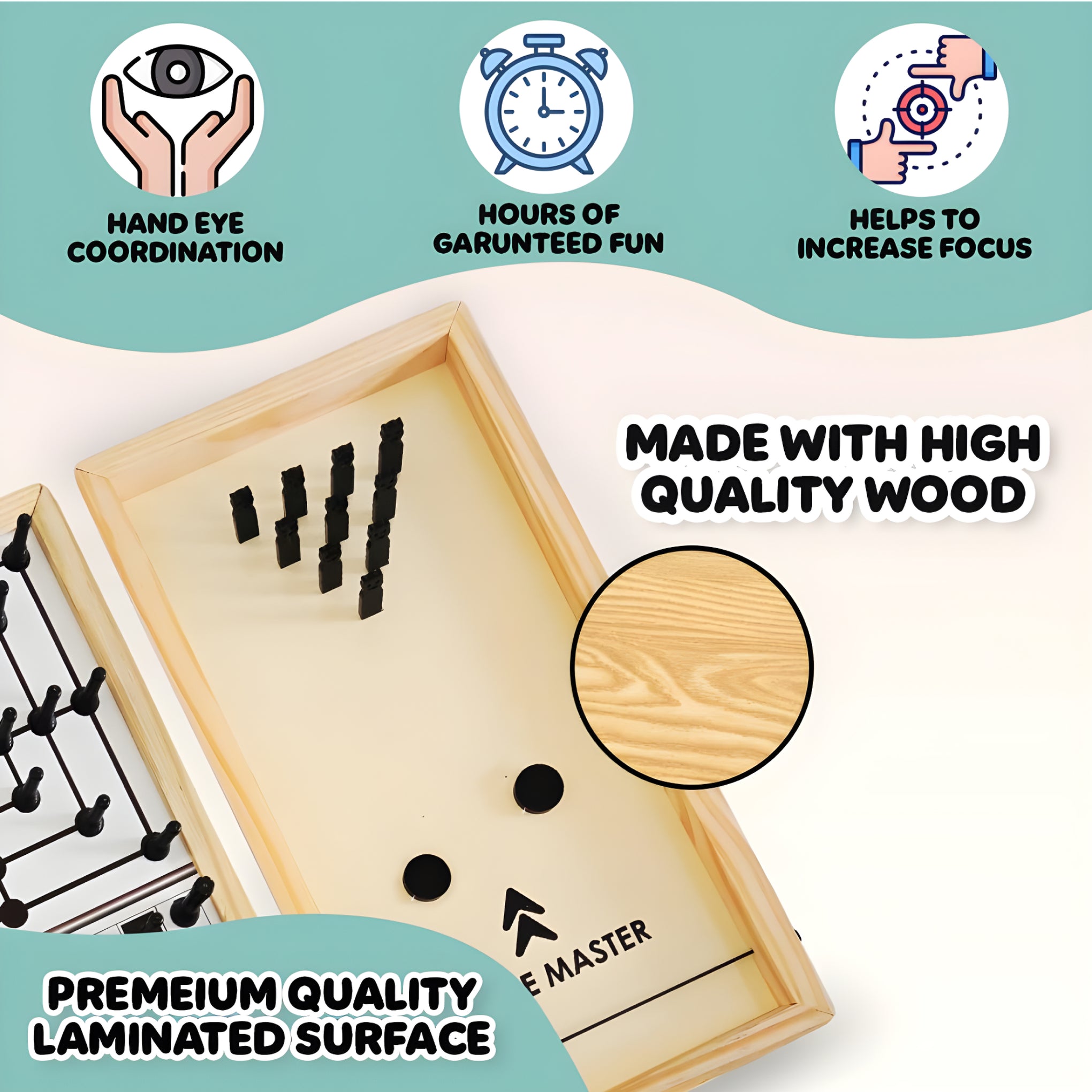 3-in-1 Chess Board Game Set – Strike Master, Nine Men’s Morris & Chess | Indoor Strategy Game for Kids & Adults