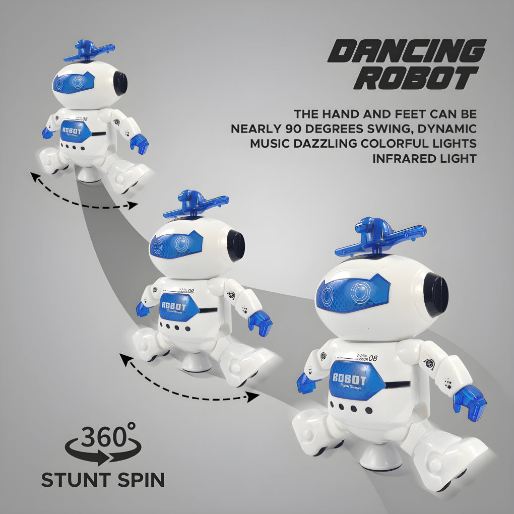 360 Degree Moving Dancing Robot with 3D Flashing Lights and Musical Sounds, Fun Real Moving Action Toy for Toddlers, Real Moving Action Toy for Kids