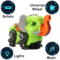 360° Rotating Mechanical Elephant Toy for Kids – Lights, Music & Universal Wheels (Ages 3+)
