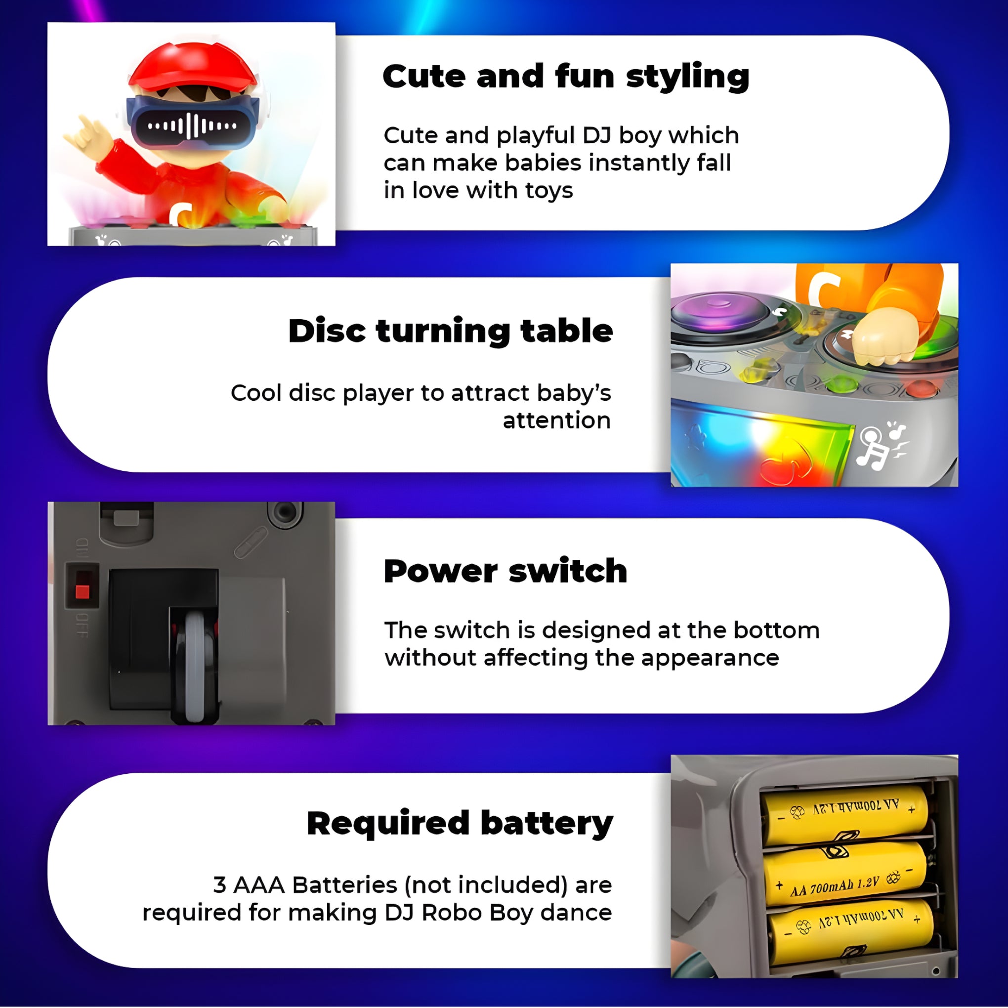 DJ Coco Dancing Robot Toy for Kids – Musical Light-Up Sound Toy with Bump & Go Action | Fun Battery-Operated Gift for Boys & Girls