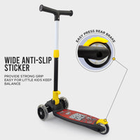 Super Scooter for Kids – 3-Wheel Foldable Kick Scooter with Height-Adjustable Handlebar, Extra-Wide LED PU Wheels & Rear Brake | Smart Ride-On Skate Scooter for Boys & Girls Ages 3–8
