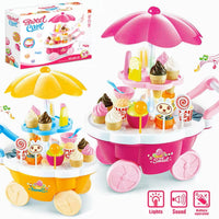 Sweet Cart Ice Cream Trolley Toy for Kids – 39 Accessories with Lights & Sound | Pretend Play Dessert Market Set
