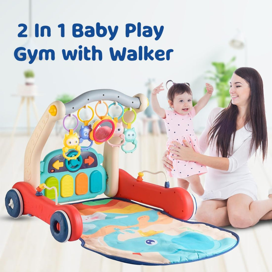 2-in-1 Baby Play Gym with Walker – Interactive Activity Center with Toys, Music & Play Mat for Infants and Toddlers