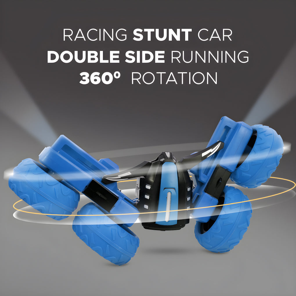 360° Car Double Sided Rotating RC Stunt Car, Remote Control Car Toy with in-Built Rechargeable Battery, USB Cable, Screw Driver & Light for Kids