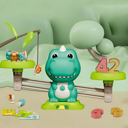 Dinosaur Fishing & Balance Scale Toy Set – 2-in-1 Educational Math & Motor Skills Game for Kids (42 Pieces)