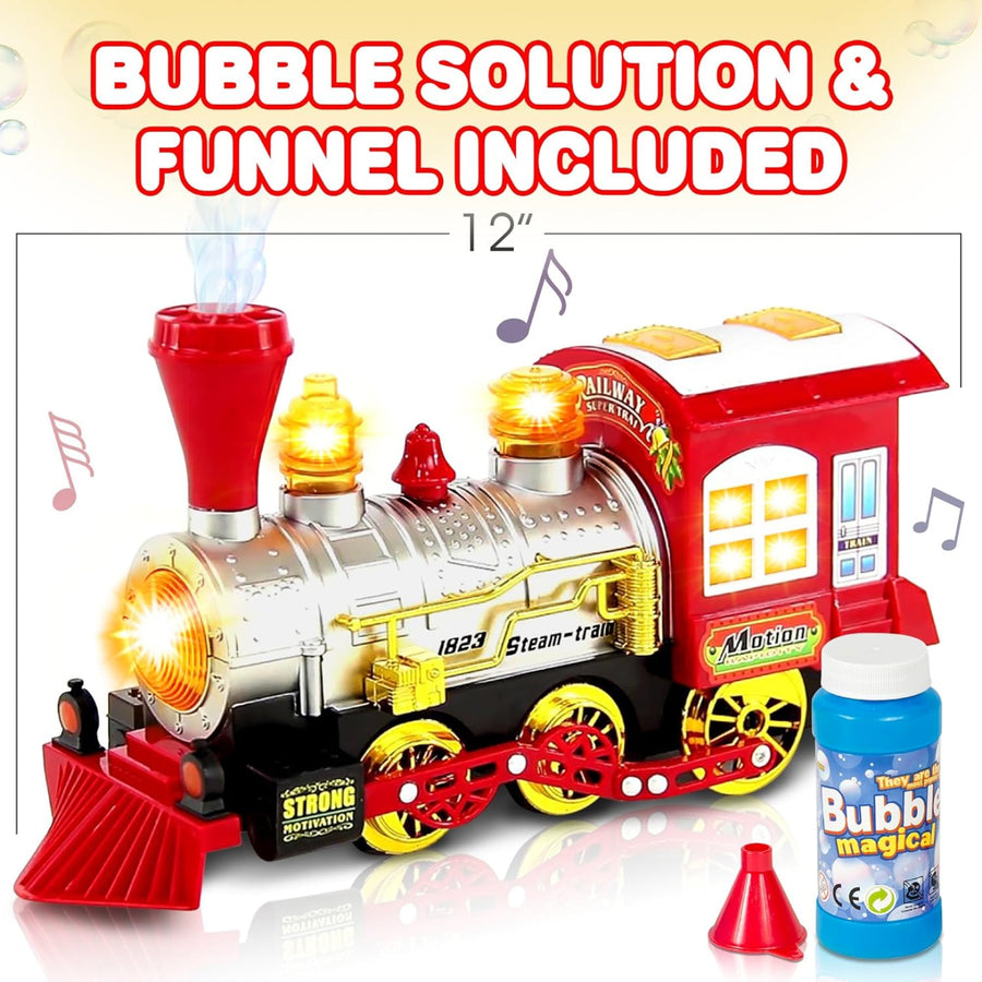 Electric Bubble Steam Train Toy for Kids – Lights, Music & Motion | Bubble-Blowing Locomotive Engine with Sound Effects