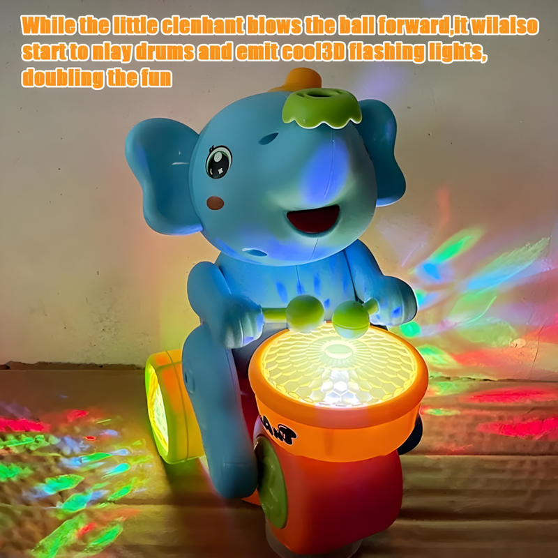 Elephant Musician Toy with Floating Ball & Light-Up Drum | Plays Music & Elephant Sounds | Fun Interactive Toy for Kids & Toddlers