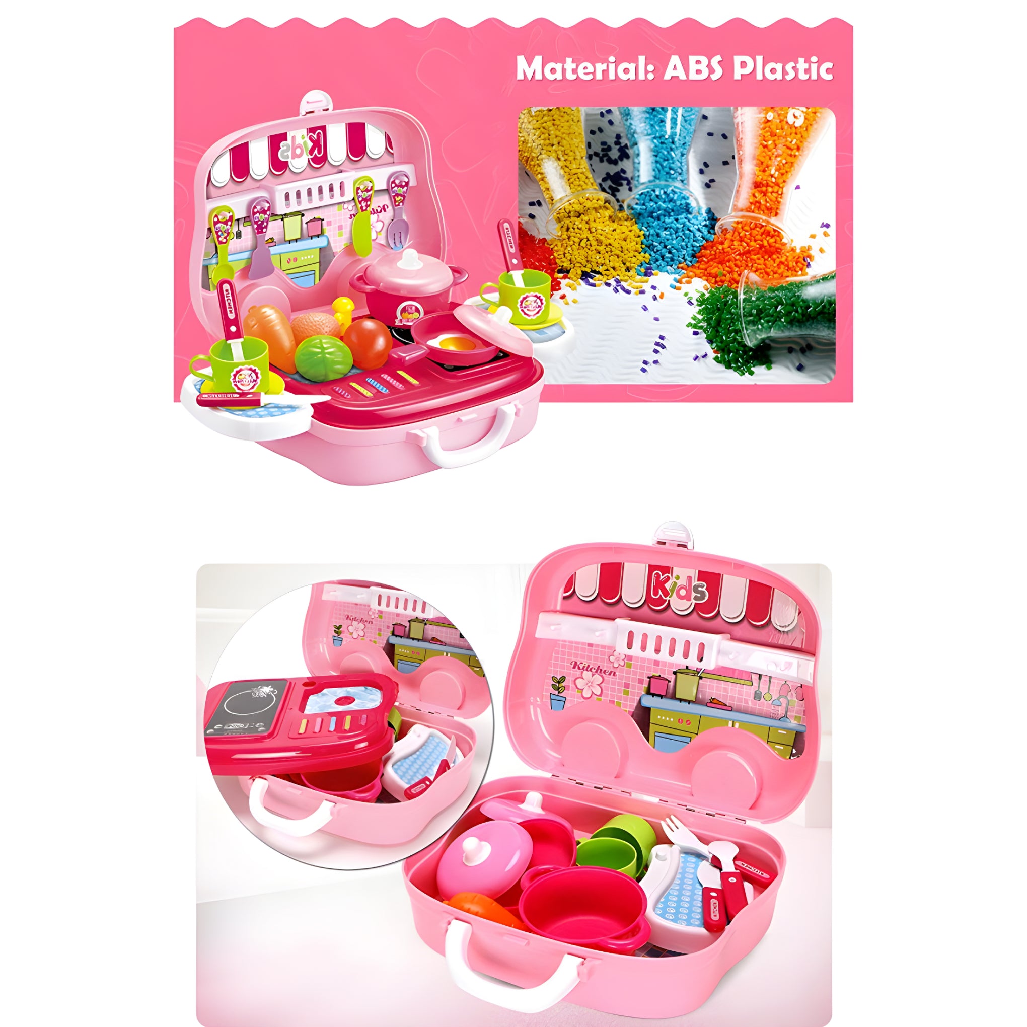 Kids Kitchen Playset with Carry Case – 26-Piece Pretend Cooking Toys for Boys & Girls – Role Play Chef Set for Toddlers and Children