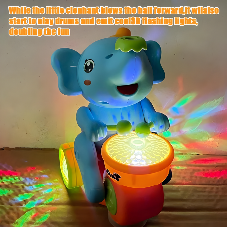 Elephant Musician Toy with Floating Ball & Light-Up Drum | Plays Music & Elephant Sounds | Fun Interactive Toy for Kids & Toddlers