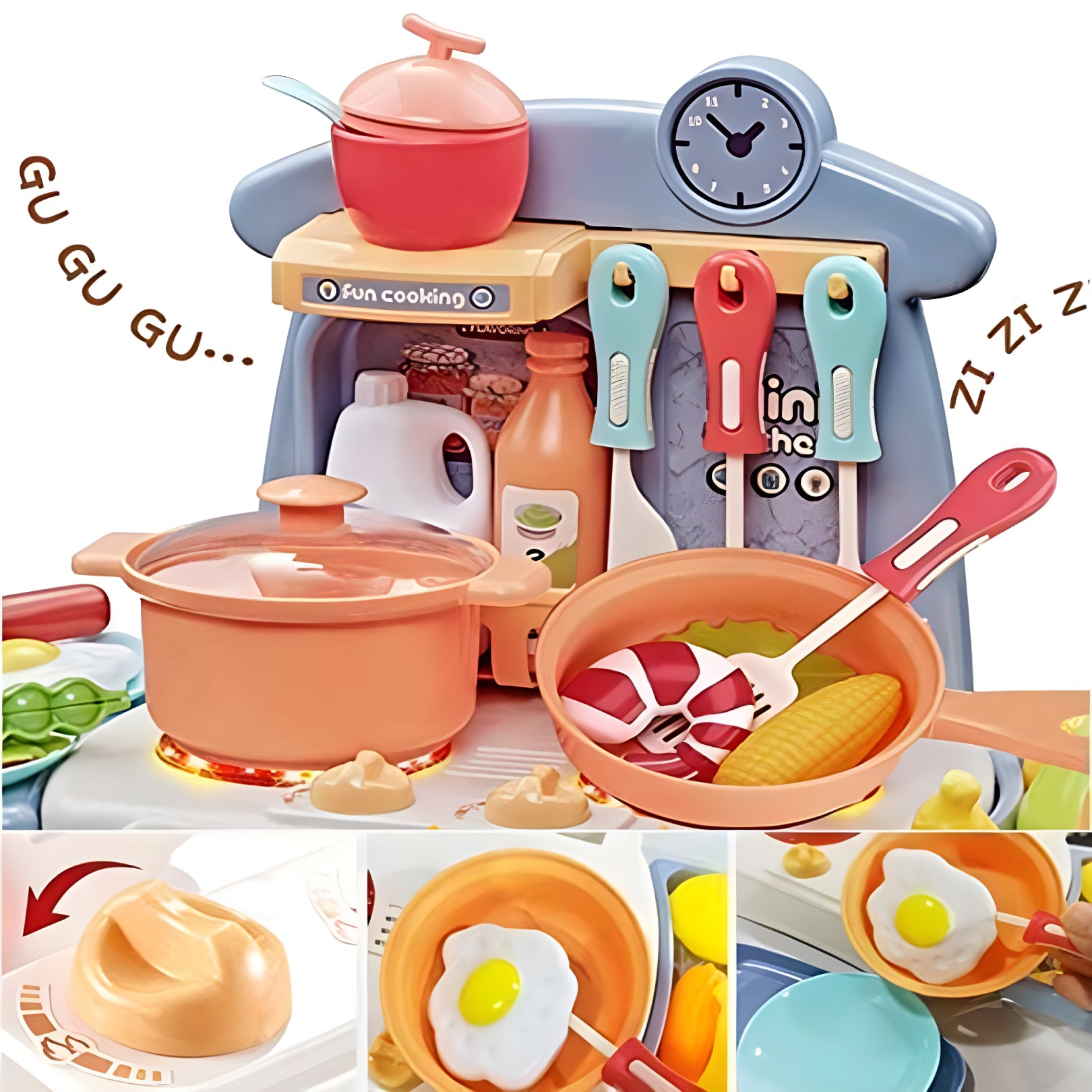 Kitchen Playset with Sound & Light – 26-Piece Mini Kitchen Set with Pretend Food, Chef Role Play & Accessories for Toddlers