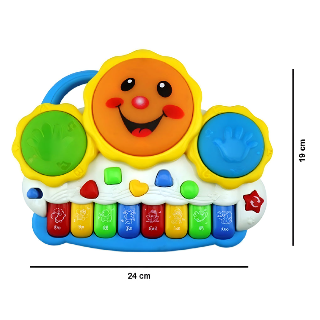 Drum Keyboard Musical Piano Toy for Kids – With Flashing Lights, Animal Sounds &amp; Educational Songs