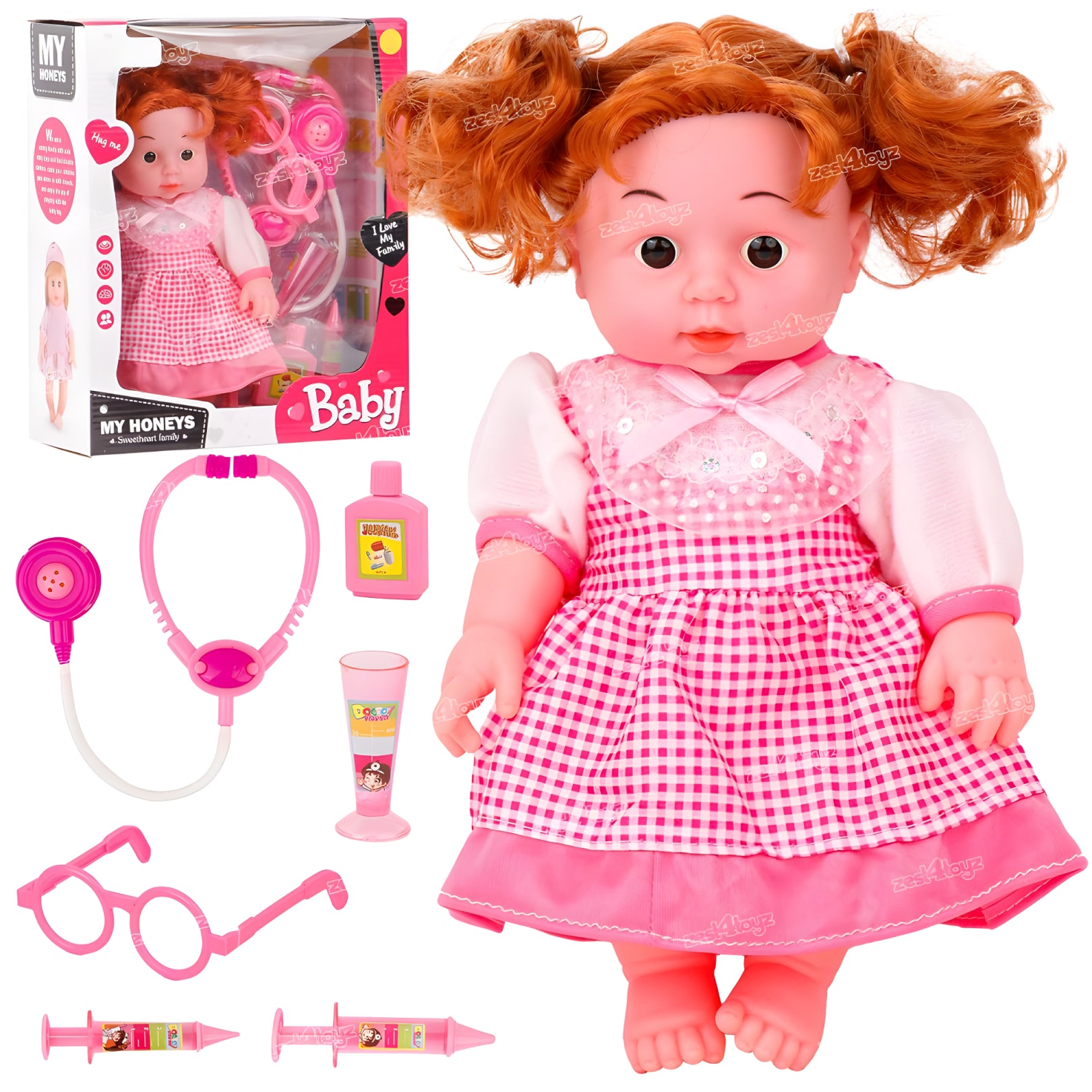 Baby Doll Doctor Set – 8-Piece Pretend Play Medical Kit with Doll, Stethoscope, Syringes & Accessories for Kids