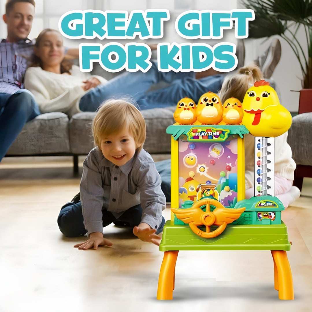 Electric Catch Ball Game Machine for Kids – Interactive Tabletop Reaction Toy with Rotating Chicken & Spin Catch Wheel (1 Pc, Random Color)