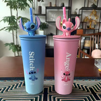 Angel & Stitch Insulated Steel Tumblers | 710ml | Cute Cartoon Design | Leak-Proof
