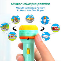 80 Patterns - 10 Slides Education Light Projector Torch for Kids, Animals, Fruits & Vegetables Sleep time Stories for Kids, Toddler, Light Toy Slide Flashlight Mini Projector
