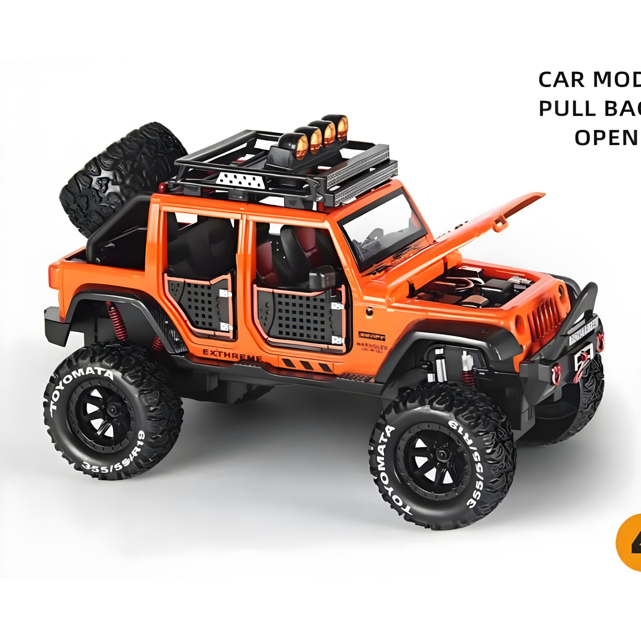 1:32 Scale Alloy Die-Cast Wrangler Jeep Toy Car – Pull Back Model with Sound & Light for Kids (Green, Red, Grey, Orange)