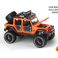 1:32 Scale Alloy Die-Cast Wrangler Jeep Toy Car – Pull Back Model with Sound & Light for Kids (Green, Red, Grey, Orange)
