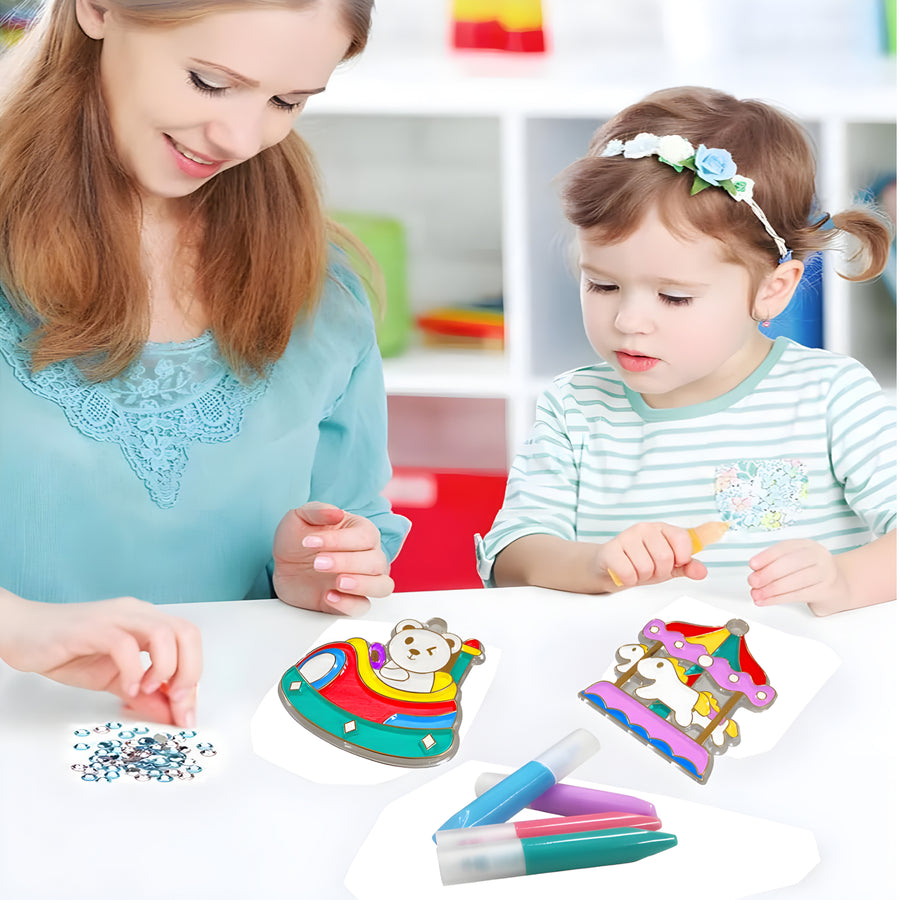 DIY Crystal Pendant Art Kit for Kids – 6 Paints, 6 Pendants & Accessories