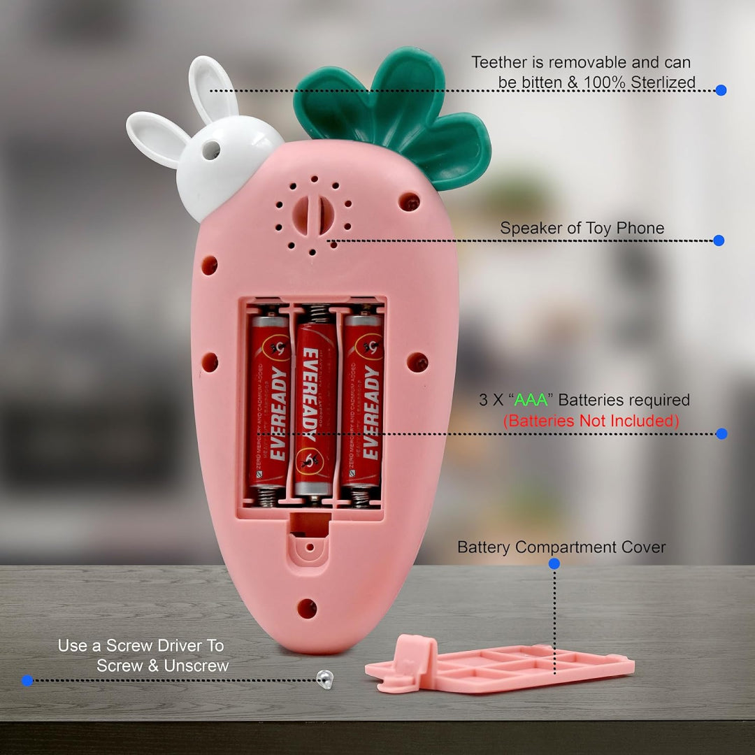 Mobile Phone Toys for Kids Smart Phone Cordless Feature Rabbit Mobile Musical Sound Toys with Smart Light Battery Operated Birthday Gifts for Kids Girls Boys