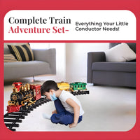 Classic Steam Train Set for Kids – Battery Operated Toy Train with Track, Smoke & Lights | Vintage Locomotive Playset (3+ Years)
