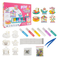 DIY Crystal Pendant Art Kit for Kids – 6 Paints, 6 Pendants & Accessories
