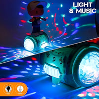 Musical Toy Battery Operated 360 Degree Rotating Musical Dancing Boy 5D Light & Sound Toy with Bump & Go Action for Kids

