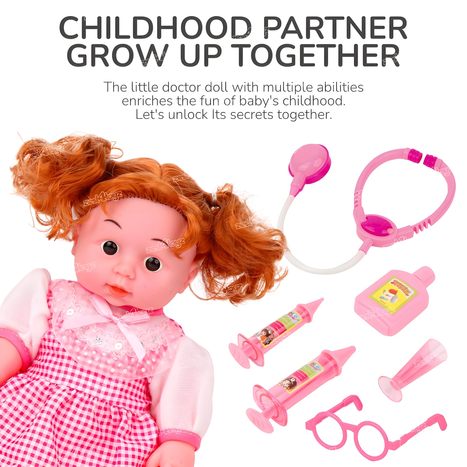 Baby Doll Doctor Set – 8-Piece Pretend Play Medical Kit with Doll, Stethoscope, Syringes & Accessories for Kids