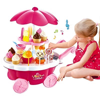 Sweet Cart Ice Cream Trolley Toy for Kids – 39 Accessories with Lights & Sound | Pretend Play Dessert Market Set
