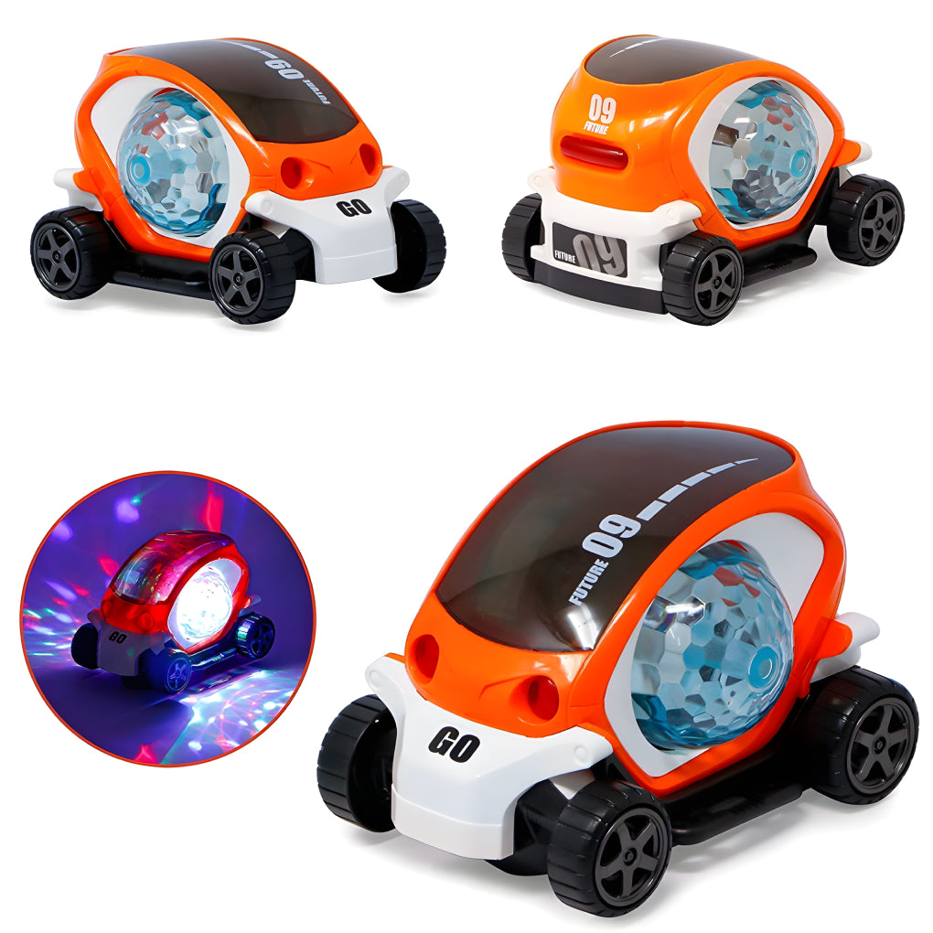 09 Future Musical &amp; Flashing Light Stunt Car Toy – 360° Rotating Action, Lights and Music