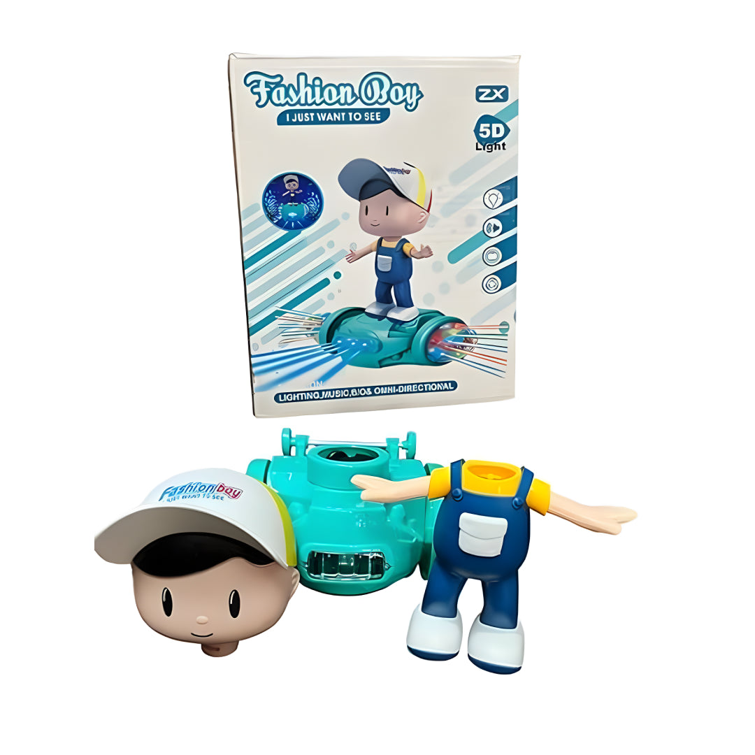 Musical Toy Battery Operated 360 Degree Rotating Musical Dancing Boy 5D Light & Sound Toy with Bump & Go Action for Kids