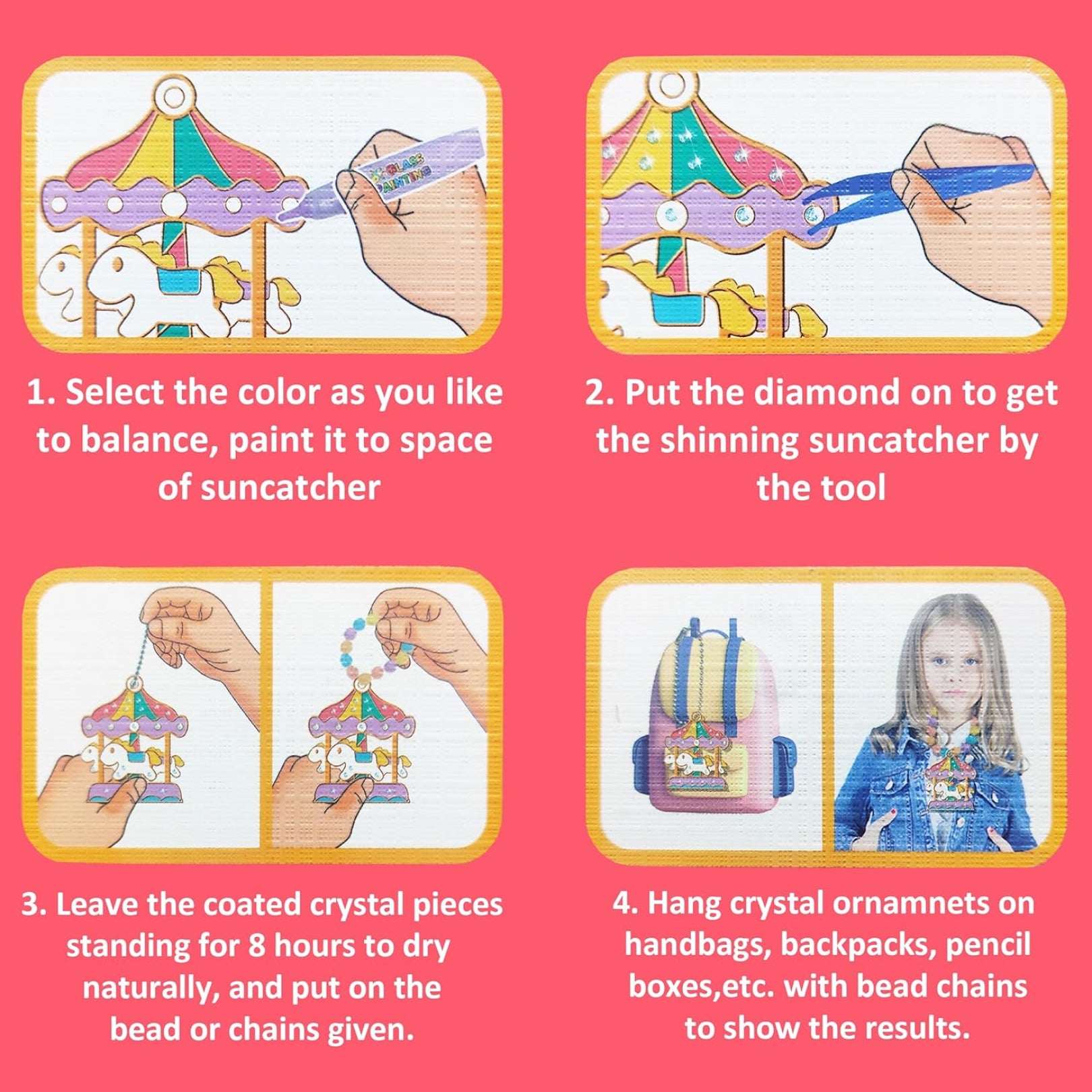 DIY Crystal Pendant Art Kit for Kids – 6 Paints, 6 Pendants & Accessories