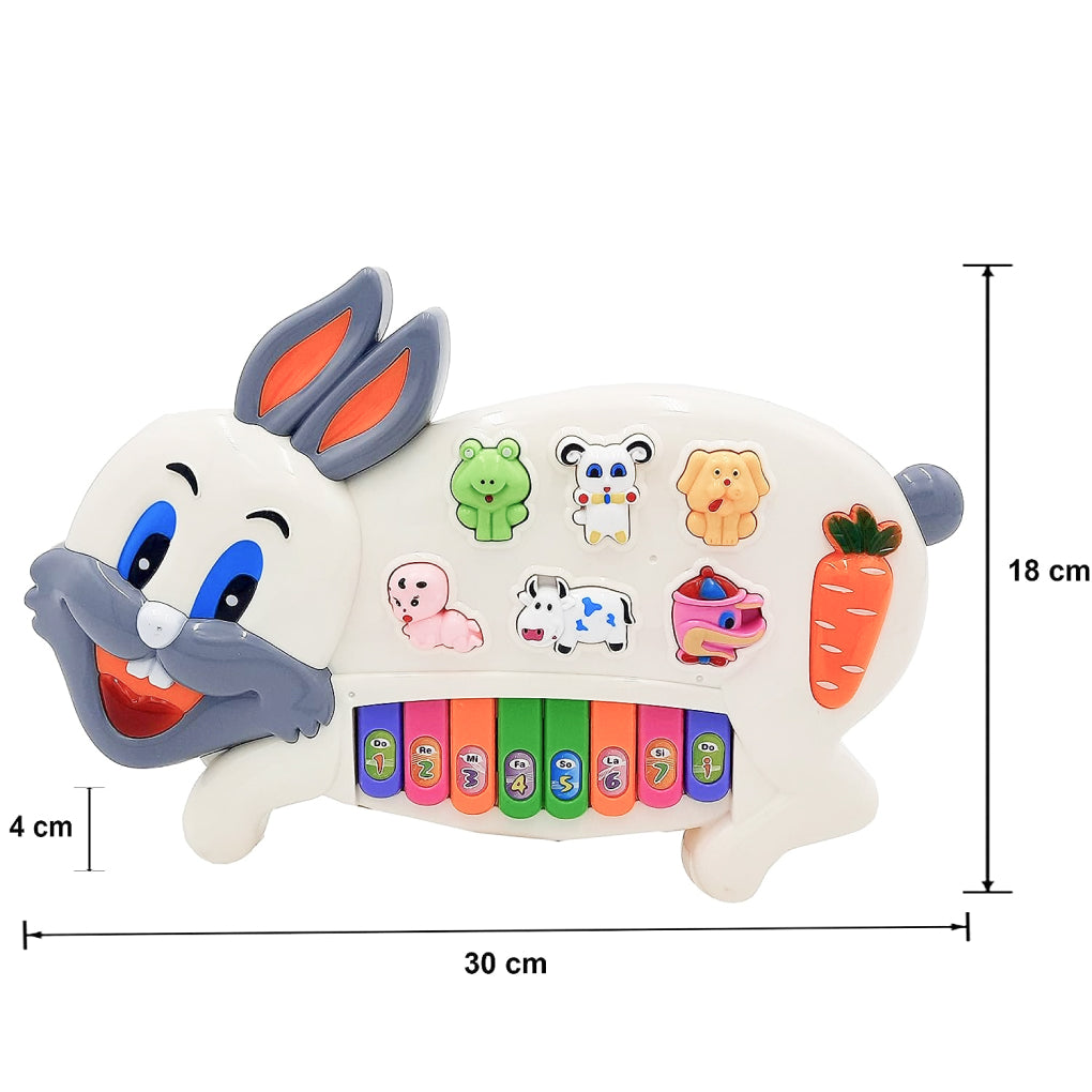 Musical Piano for Kids with Flashing Lights - Rabbit Piano Toys with 3 Modes Animal Sounds, Musical Toys for 3+ Years Old Kids, Early Development Musical Toy