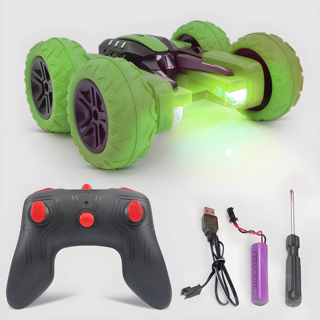 360° Car Double Sided Rotating RC Stunt Car, Remote Control Car Toy with in-Built Rechargeable Battery, USB Cable, Screw Driver & Light for Kids