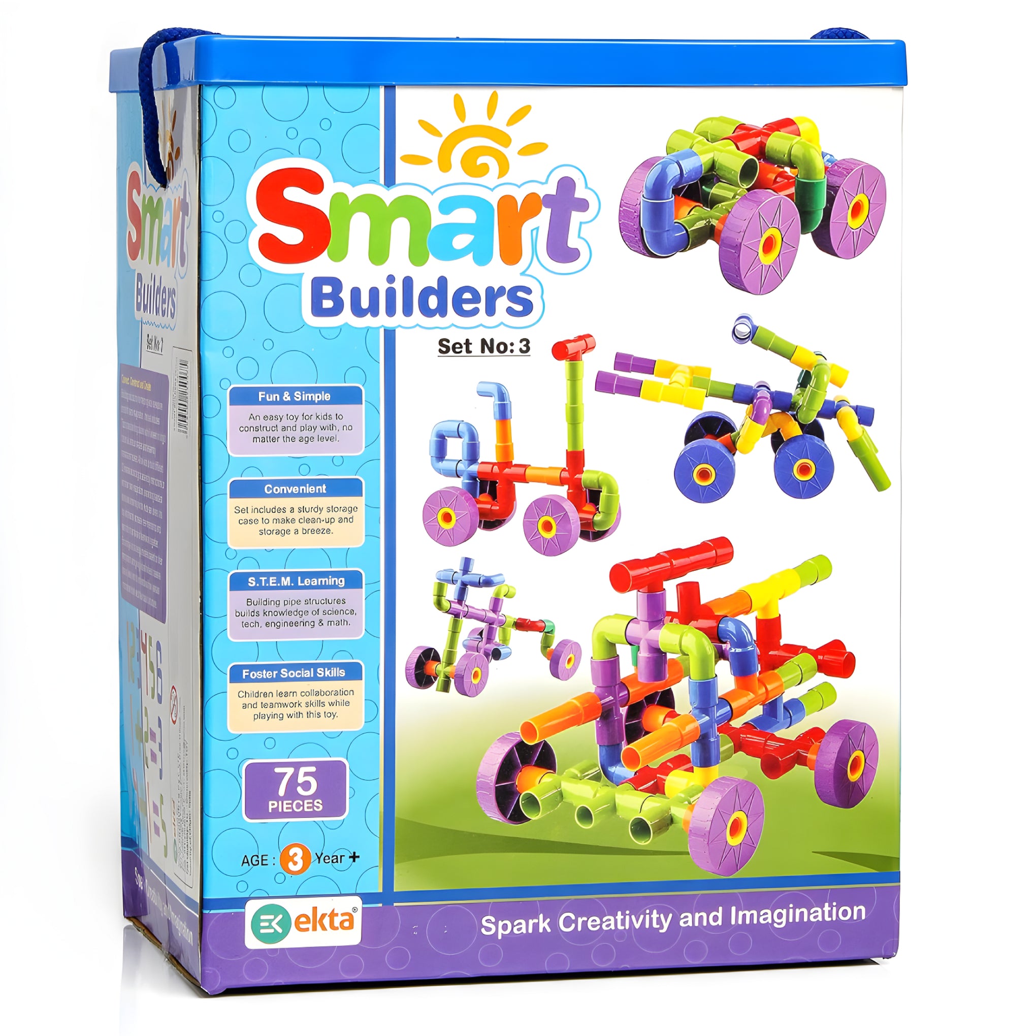 75-Piece Smart Plastic Building Blocks – Large Pipe-Shaped STEM Construction Toy for Kids | Educational & Creative Play for Boys & Girls