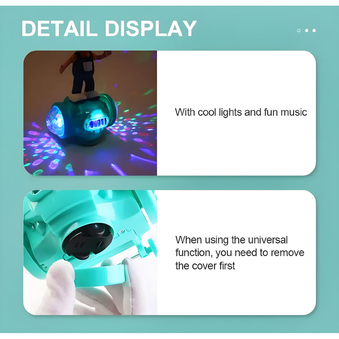 Musical Toy Battery Operated 360 Degree Rotating Musical Dancing Boy 5D Light & Sound Toy with Bump & Go Action for Kids