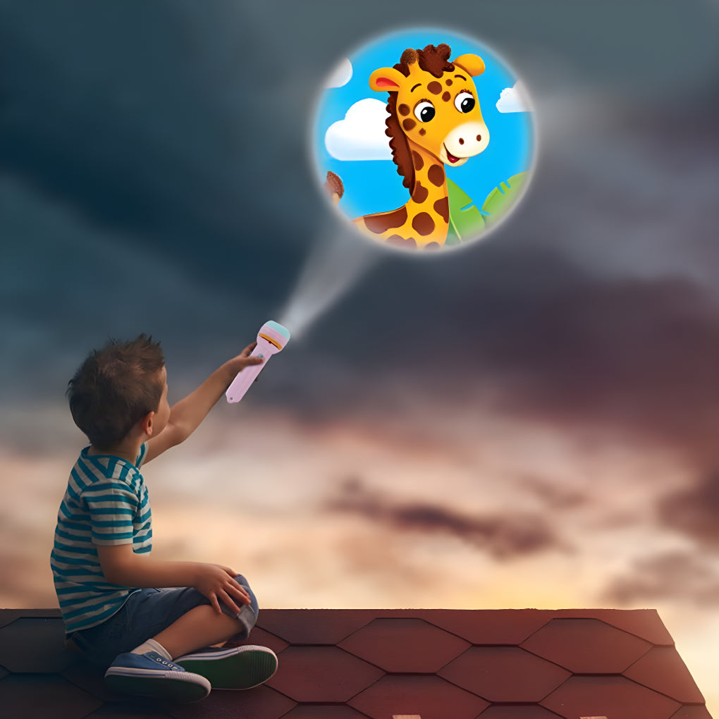 80 Patterns - 10 Slides Education Light Projector Torch for Kids, Animals, Fruits & Vegetables Sleep time Stories for Kids, Toddler, Light Toy Slide Flashlight Mini Projector