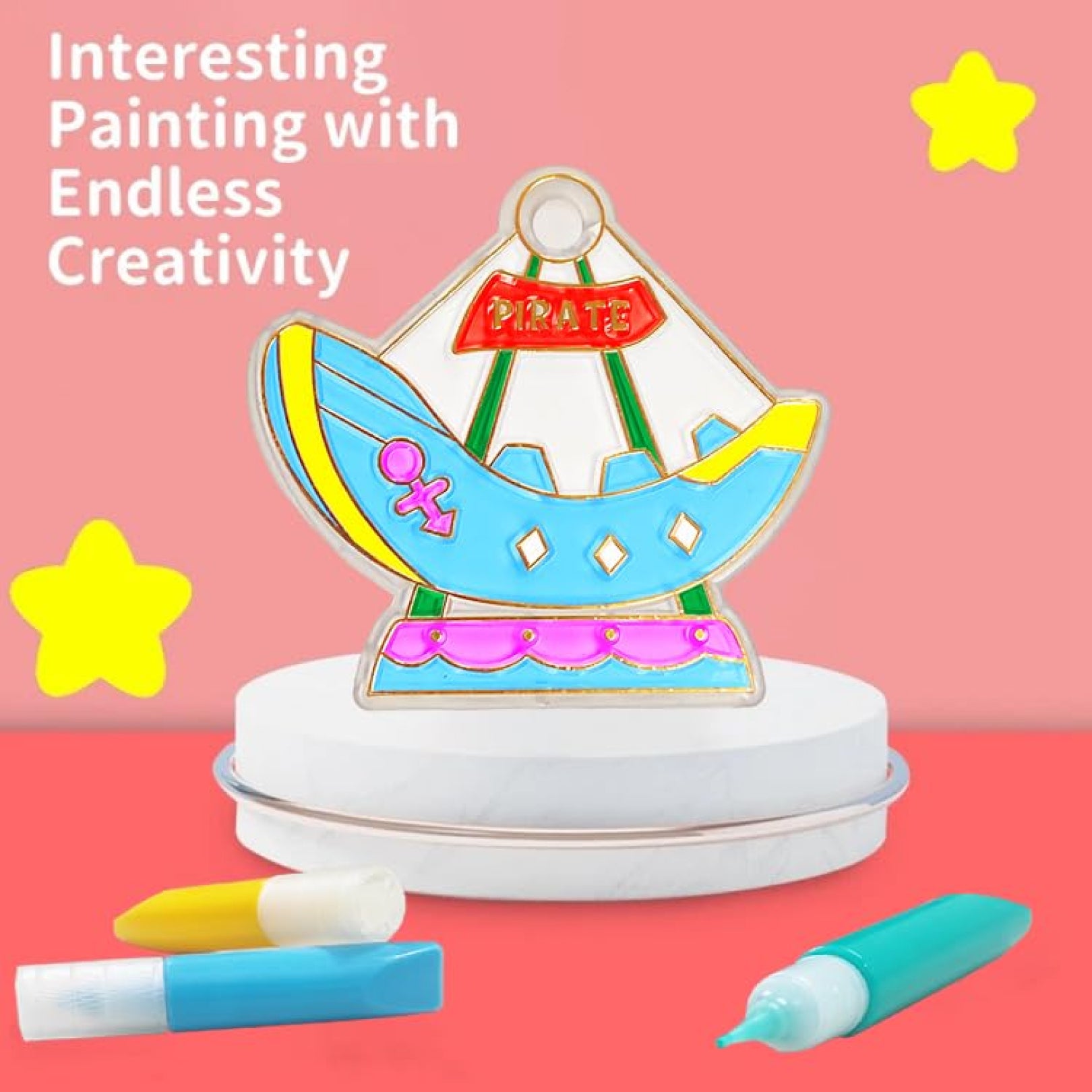 DIY Crystal Pendant Art Kit for Kids – 6 Paints, 6 Pendants & Accessories