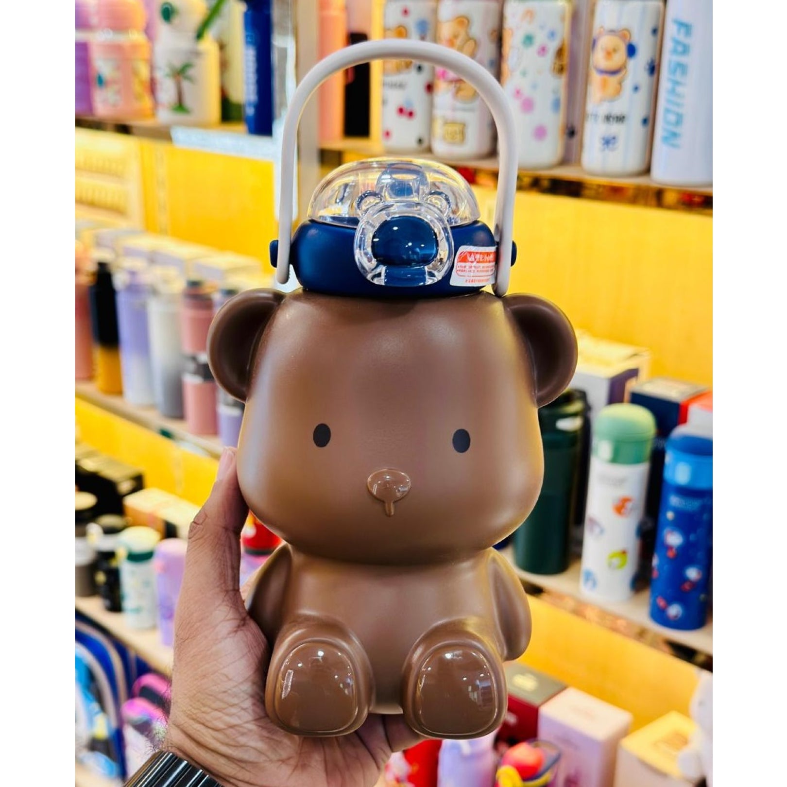 Bear Shape Kids Sipper with Straw & Strap | Double Wall Insulated Stainless Steel | 450ml