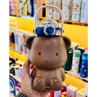 Bear Shape Kids Sipper with Straw & Strap | Double Wall Insulated Stainless Steel | 450ml
