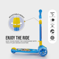 Super Scooter for Kids – 3-Wheel Foldable Kick Scooter with Height-Adjustable Handlebar, Extra-Wide LED PU Wheels & Rear Brake | Smart Ride-On Skate Scooter for Boys & Girls Ages 3–8
