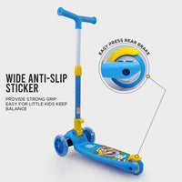 Super Scooter for Kids – 3-Wheel Foldable Kick Scooter with Height-Adjustable Handlebar, Extra-Wide LED PU Wheels & Rear Brake | Smart Ride-On Skate Scooter for Boys & Girls Ages 3–8
