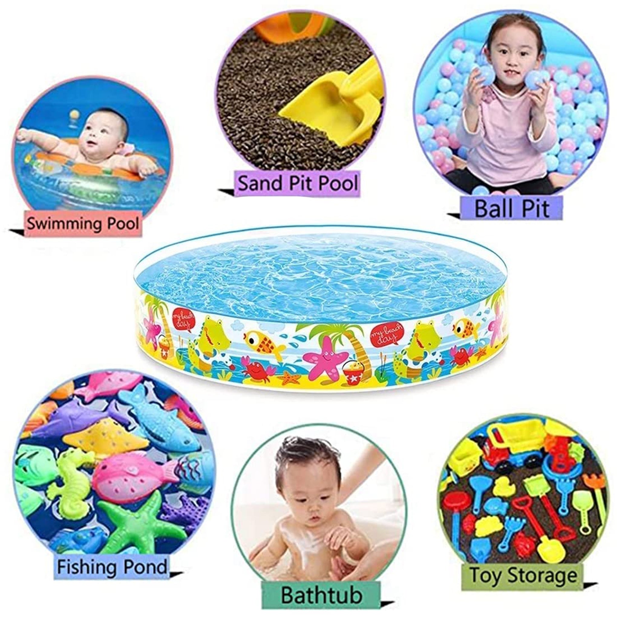 Inflatable Pool for Kids & Toddlers – Summer Garden Bathtub (2–10 ft)