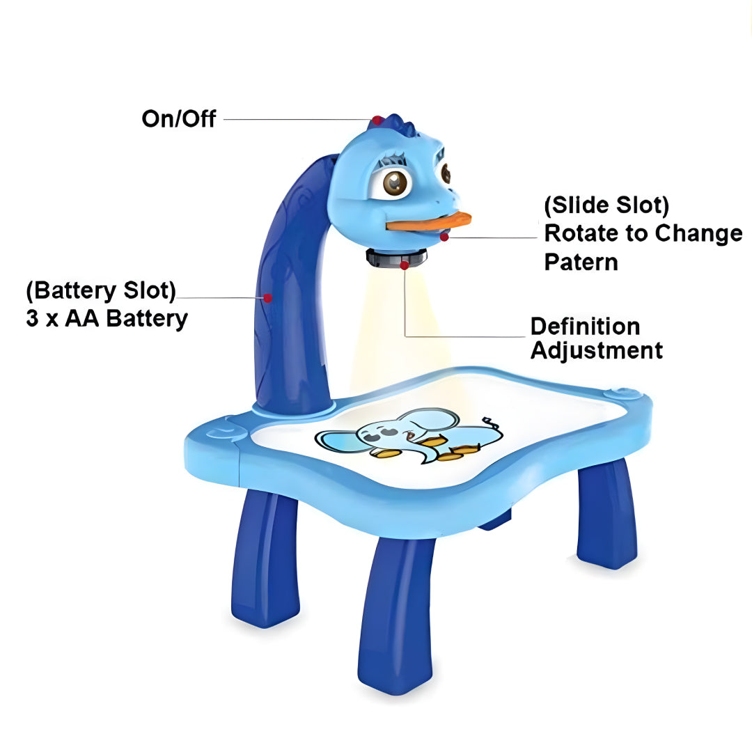 Kids Projector Drawing Table Set – Interactive Art & Tracing Toy with Lights, 24 Slide Patterns, Markers & Drawing Book