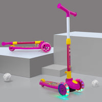 Super Scooter for Kids – 3-Wheel Foldable Kick Scooter with Height-Adjustable Handlebar, Extra-Wide LED PU Wheels & Rear Brake | Smart Ride-On Skate Scooter for Boys & Girls Ages 3–8
