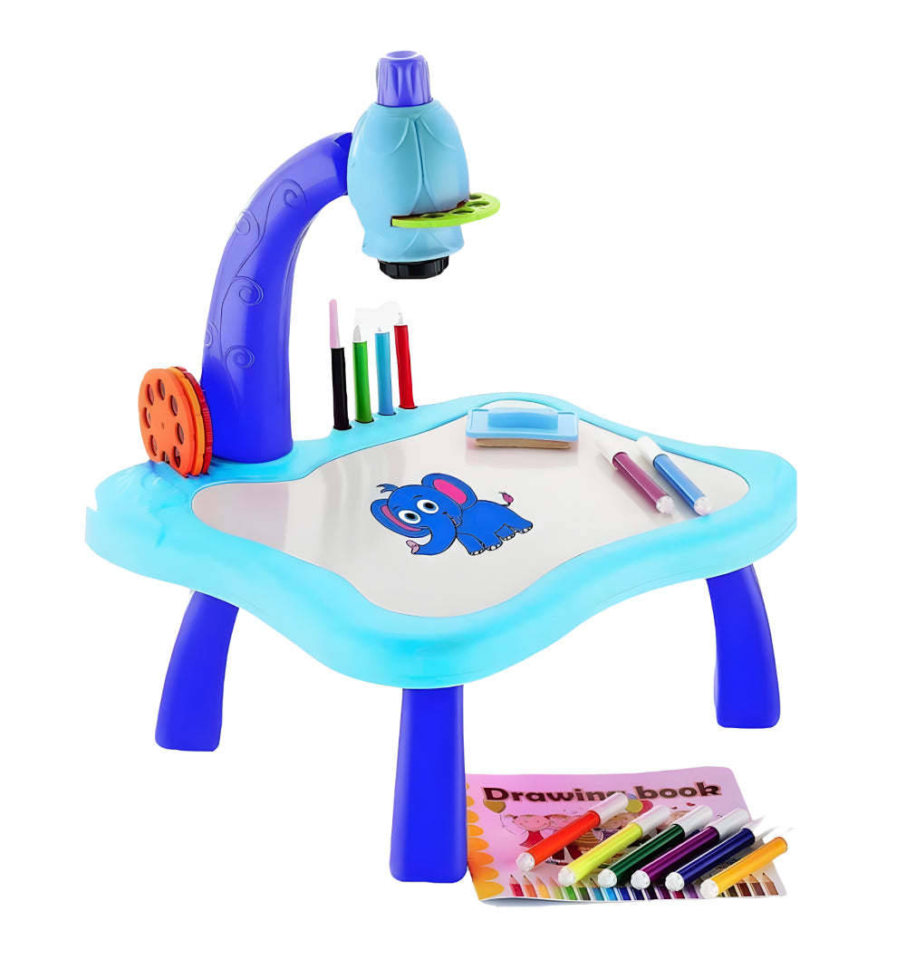 Kids Projector Drawing Table Set – Interactive Art & Tracing Toy with Lights, 24 Slide Patterns, Markers & Drawing Book