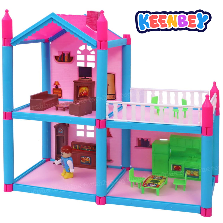 Lovely House Multi-Level Dollhouse Playset – 78 Pieces (3 Rooms) or 108 Pieces (5 Rooms) Building Toy for Kids Ages 3+