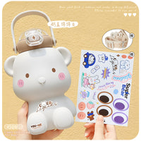 Bear Shape Kids Sipper with Straw & Strap | Double Wall Insulated Stainless Steel | 450ml
