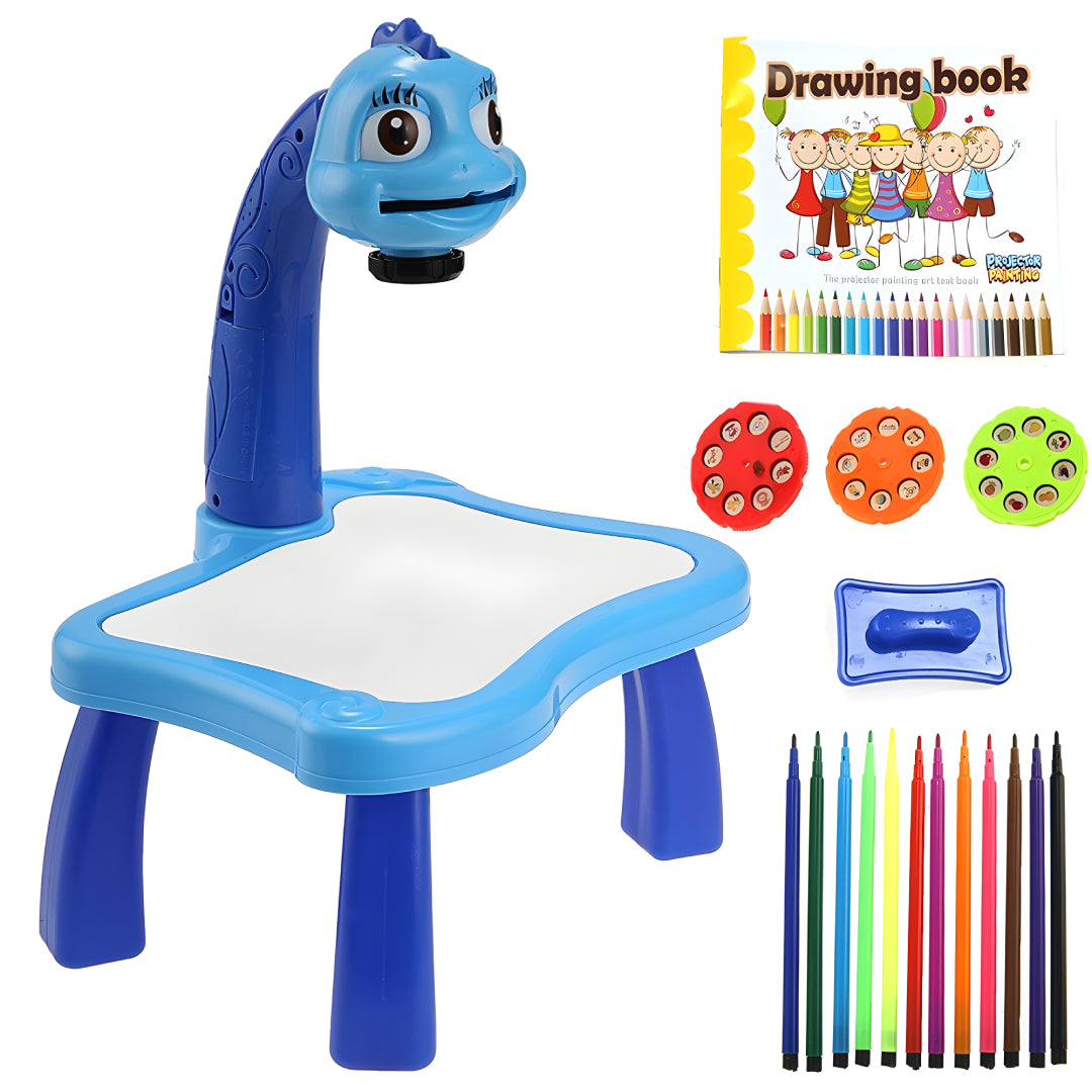 Kids Projector Drawing Table Set – Interactive Art & Tracing Toy with Lights, 24 Slide Patterns, Markers & Drawing Book